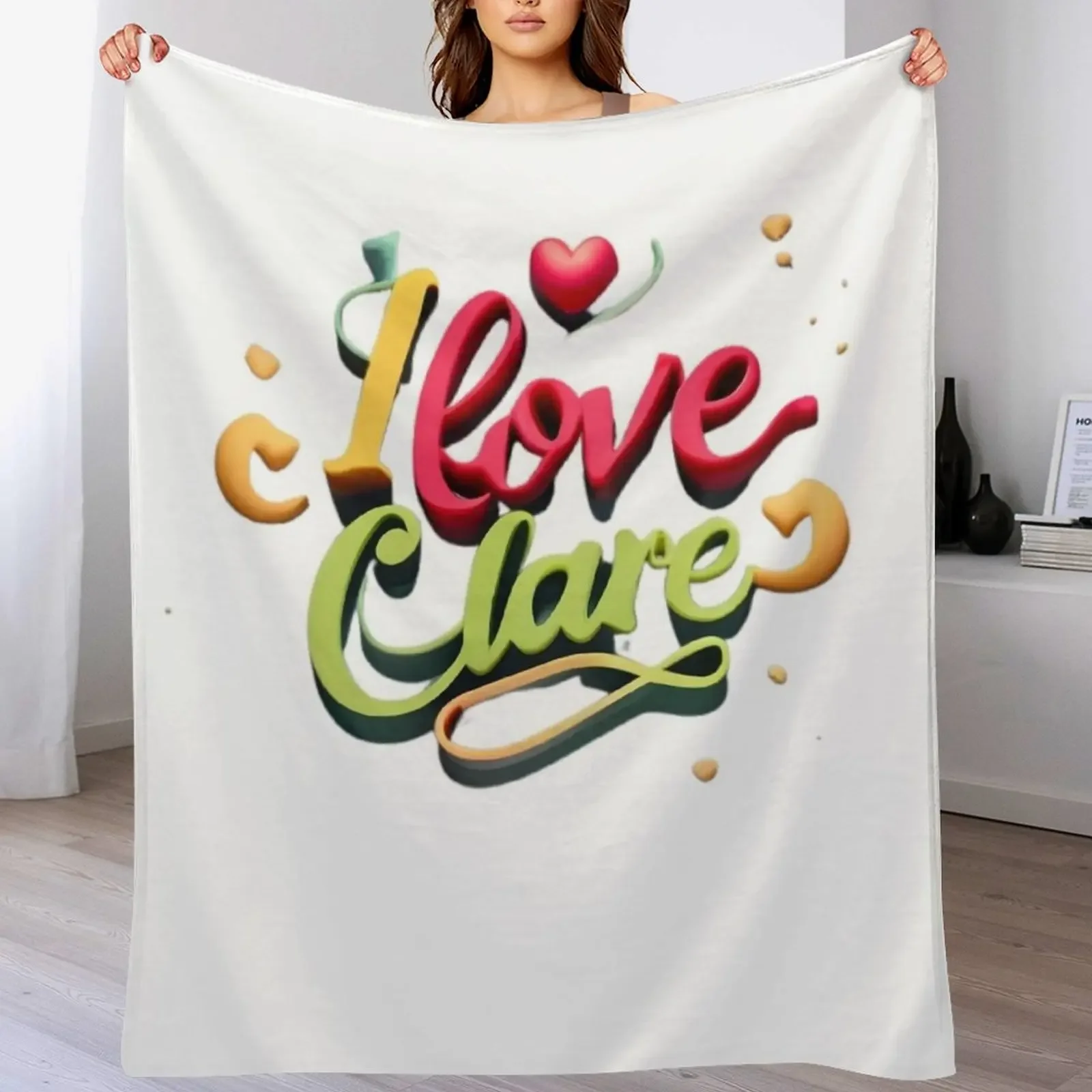 

I Love Clare County Clare Ireland Throw Blanket Soft Solid Color Blanket for Couch Bed