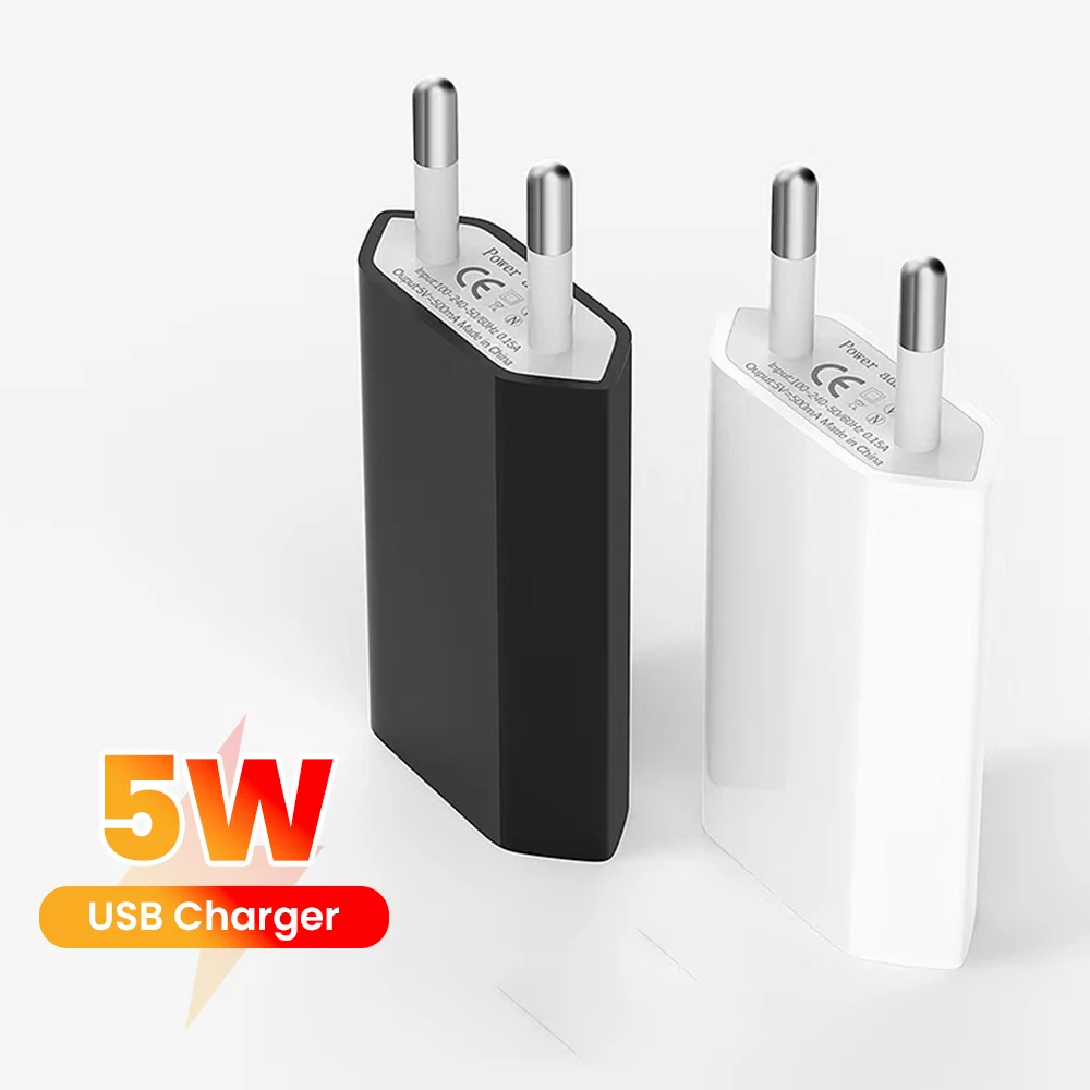 elough 5V 1A EU Charger 5W Charging Charger Single USB Port Mini Fan Adapter Charger EU Plug Socket Earphones Adapter