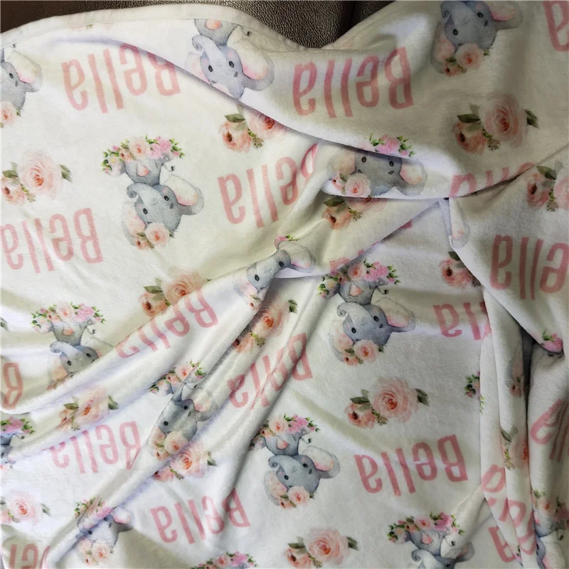 Name Personalisierte Baby Decke Windeln Baby Bettwäsche Krippe Swaddle Elefant Custom Neugeborenen Geschenk Baby Decke Geburtstag Geschenk