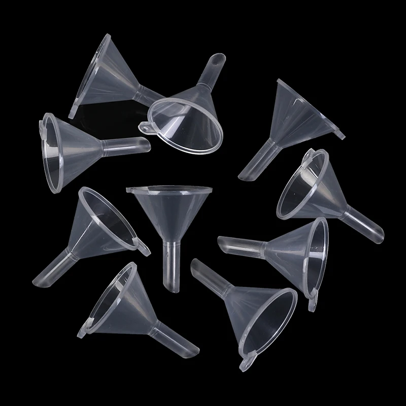 10Pcs/set Transparent Mini Funnels Small Plastic Bottleneck Bottles Packing  Mini Narrow Fine Student Stationary Lab Supplies
