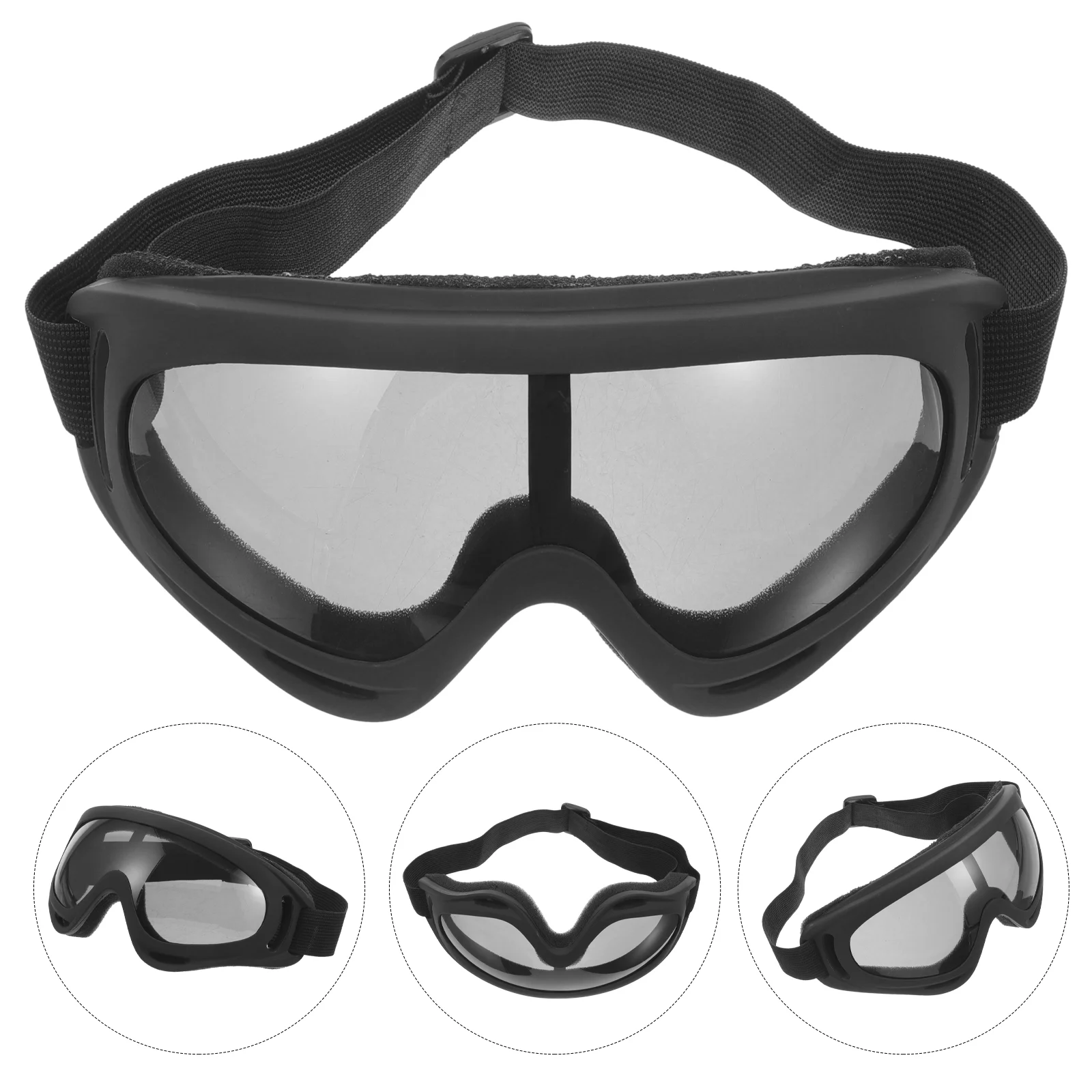 

Ski Windproof Glasses Goggle Motorbike Snowboard Outdoor Cycling Motorcycle TPU Black Frame Reinforced Gray Lens