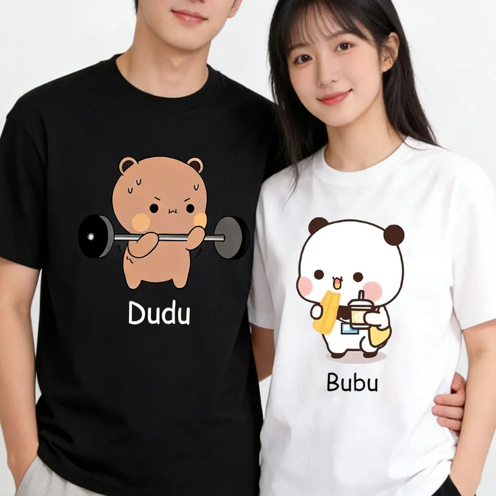 Unisex Bubu & Dudu Graphic T Shirts Set of 2 Couples Poster Shirt Gamer T-Shirt  for Her Cotton Short Sleeve Funny Lover's Gift
