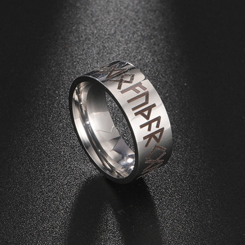 LIKGREAT Nordic Viking Rune Ring for Men Women Vintage Retro Stainless Steel Finger Rings Amulet Couple Jewelry Gift