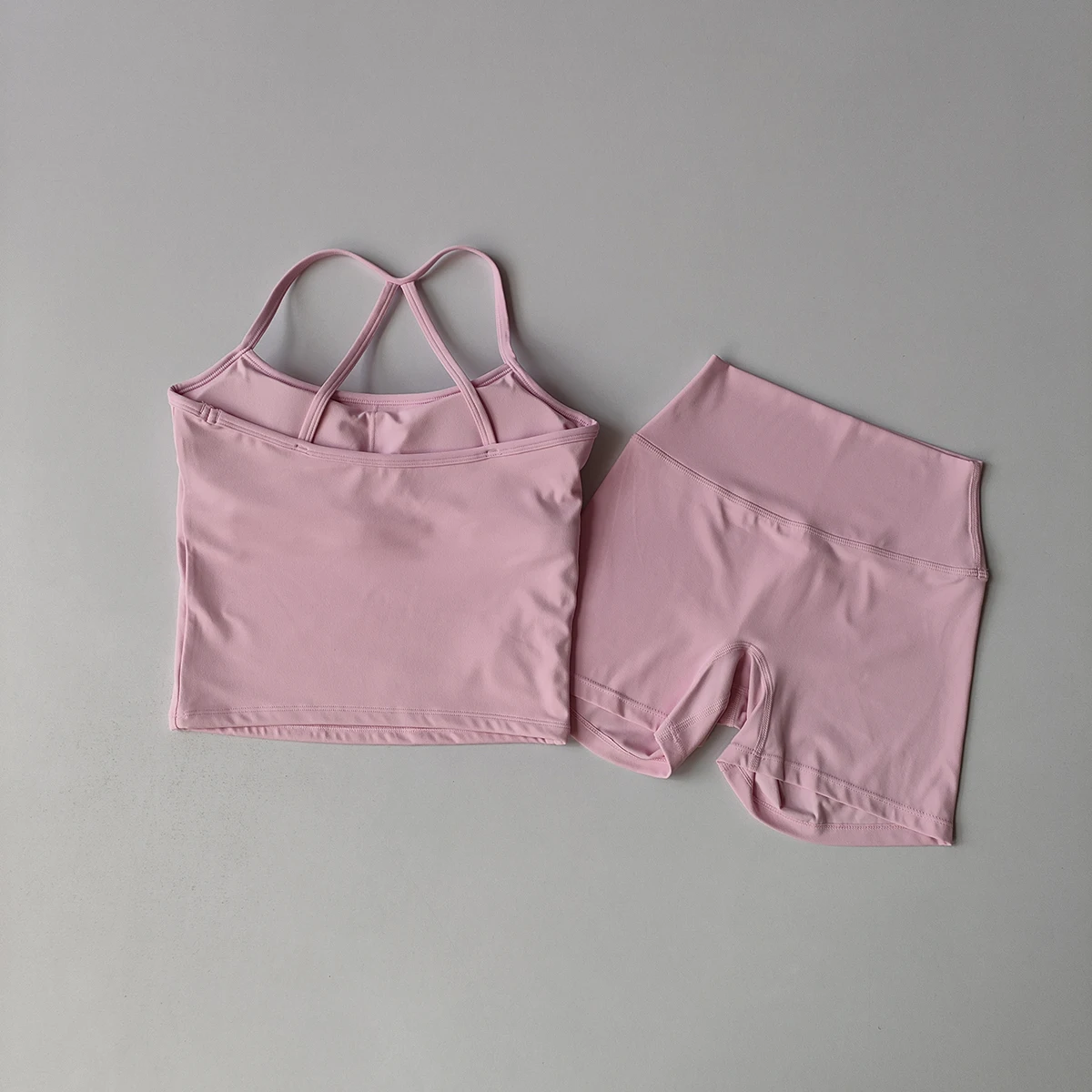 Langes Trägerloses Top-Set Yoga Gym Set Nahtloser Rückenfreier Sport-BH Tops Tanktop Hüftlift-Leggings Gym-Shorts-Sets Sportset – Detail 20