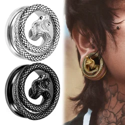 Giga 2 PCS Cool Snake Ear Plugs Gauges Expander Stainless Steel Tunnels Stretcher 8mm-25mm Body Piercing Fashion Jewelry Gift