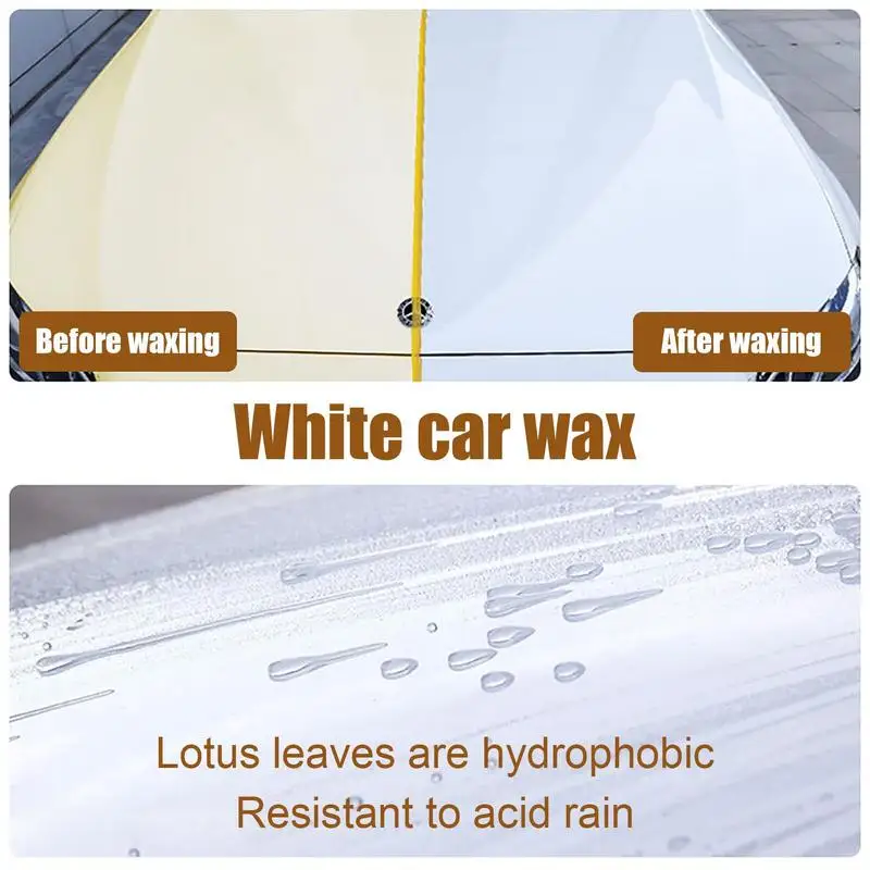 White Car Wax Polish High-gloss Shine Automotive Solid Wax Paste Car Care Supplies For Scratch Remover For White SUV/Car/RV