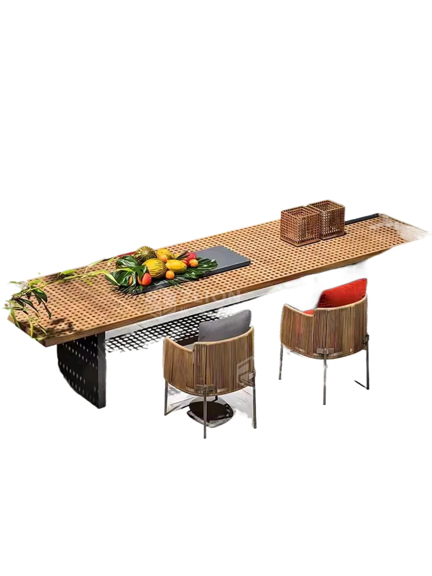Outdoor teak table and chairs villa courtyard bed and breakfast teak dining table outdoor garden open-air leisure solid wood fur