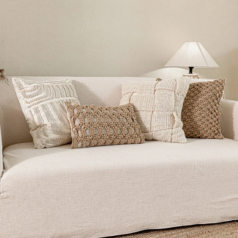 30X50/50X50CM Coffee Woven Throw Pillow Cover Modern Homestay Stamping Waist Cushion Cover Decor Home Decorative Pillowcase