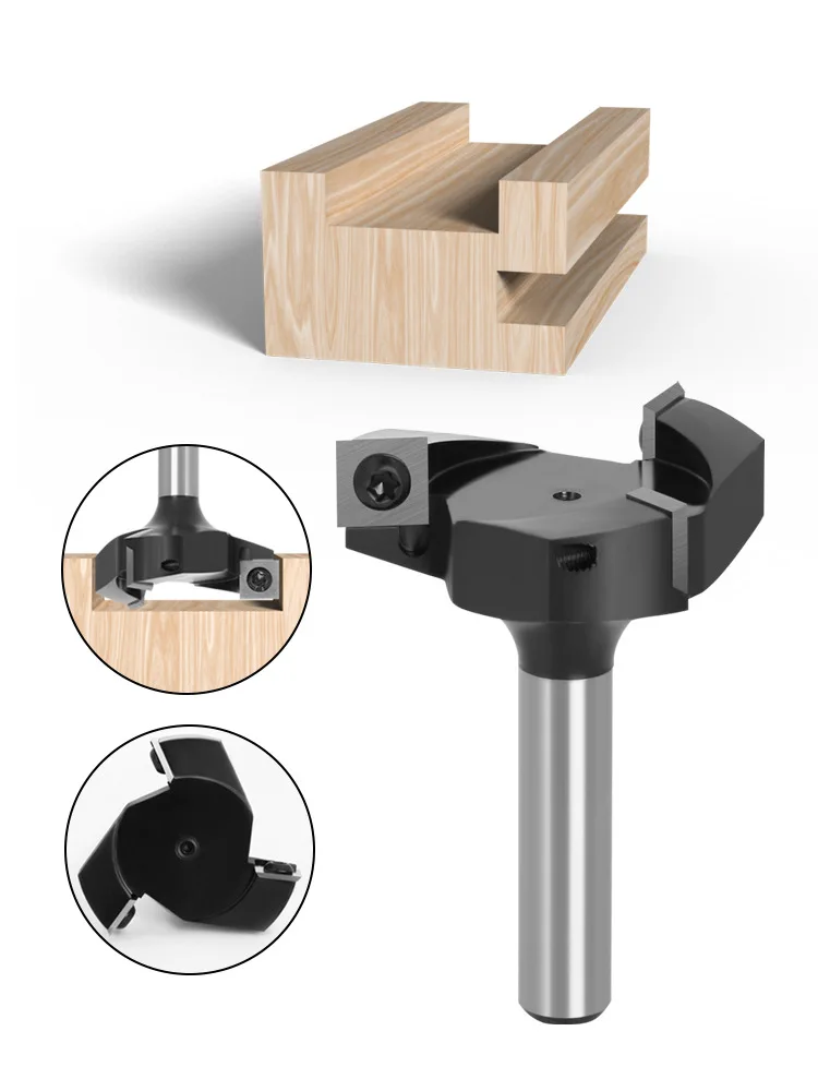 1PCS Wood Milling Cutter 12mm 12.7mm Shank 3 Flute Planing Bits Face End Milling Cutter Insert-Style Spoilboard