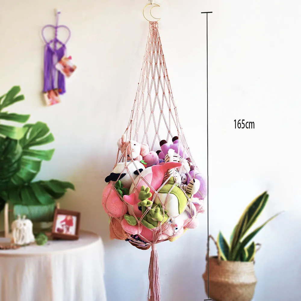 ألعاب مكرامية مصنوعة يدويًا، حامل معلق على الحائط، حامل ألعاب من القطيفة لتخزين غرفة الفتاة