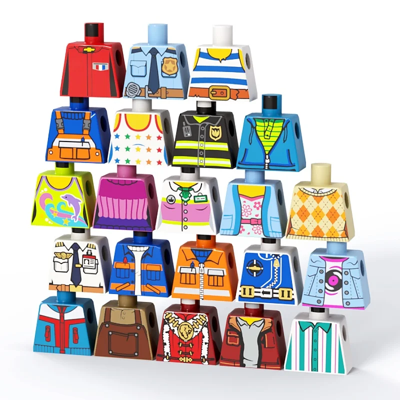 MOC City Figures Body Hands Leg Arms Bricks Building Blocks Wear Cloth Accessory Doctors Farmer Worker Policeman Assembled Toys