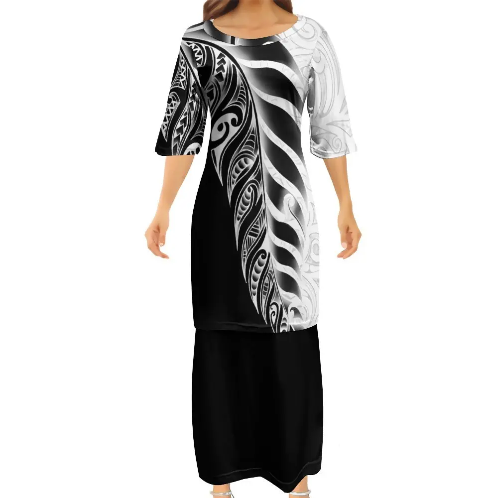 

Polynesia New Pattern 3d Printed Floral Custom Tribal Print Lady Puletasi Samoa Fiji Island Dress Set Skirt 2024