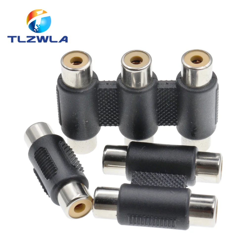Cable de Audio y vรญdeo de 2 piezas RCA hembra a RCA hembra, adaptador de enchufe, conector RCA a 2/3 RCA