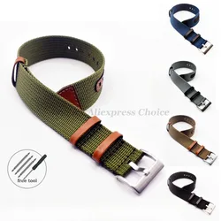 20mm 22mm Watch Bracelet for Seiko for Rolex Canvas Nylon Patch Leather Strap Watchband for Hamilton for Omega Replacement Belts