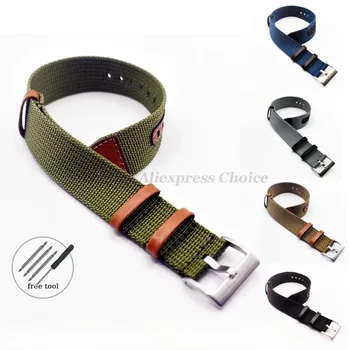 롤렉스 캔버스 용 세이코 용 20mm 22mm 시계 팔찌 오메가 교체 벨트 용 해밀턴 용 나일론 패치 가죽 스트랩 시계 밴드