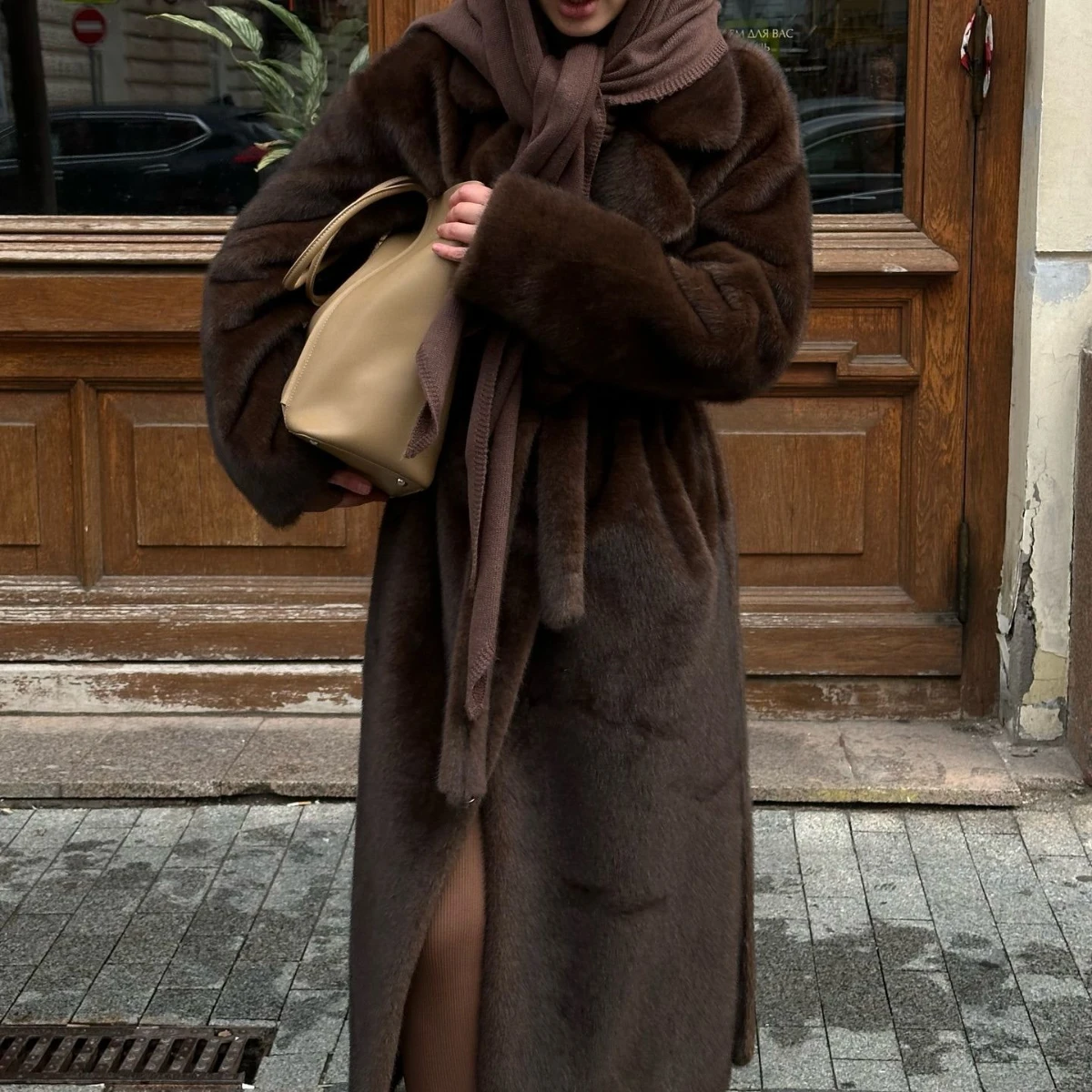 

Yaminiya 2025 High End Women's Thick Warm Coat Environmentally Friendly Mink Fur Imitation Fur Artificial Fur Plus Long Coat New