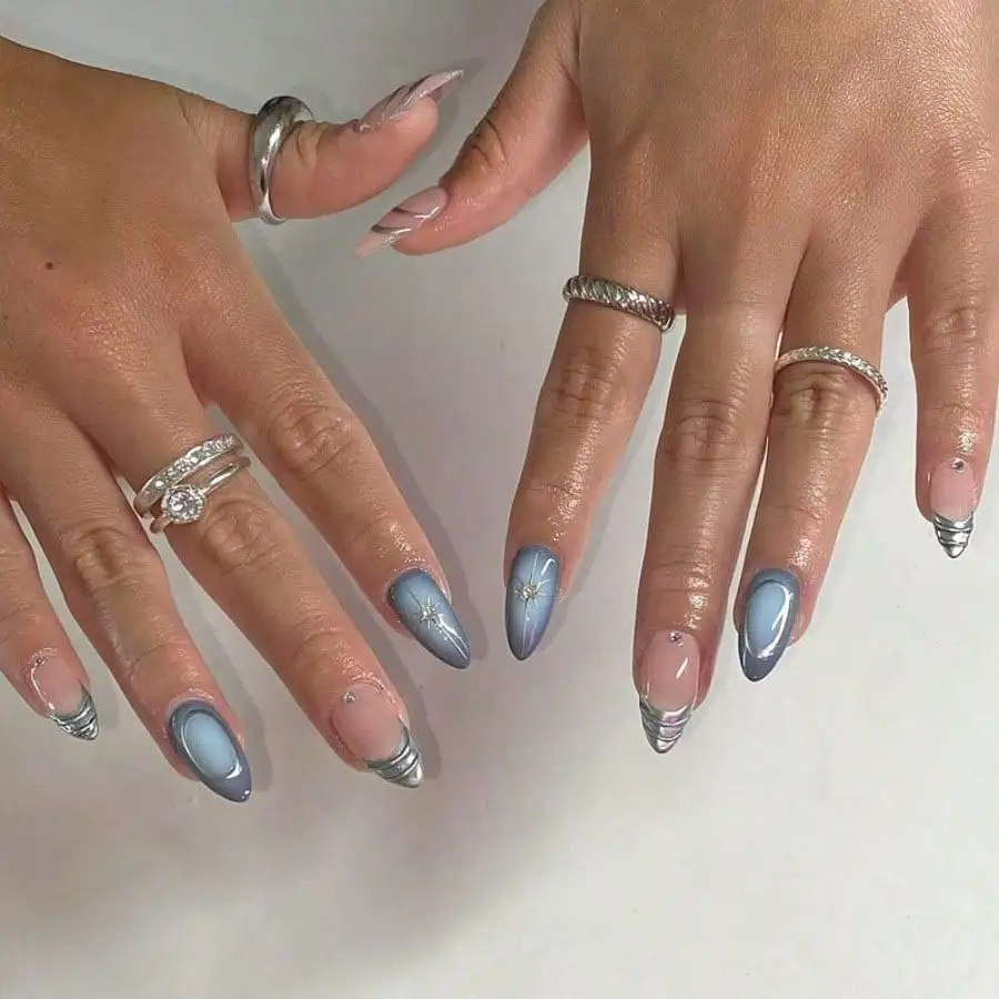 

24 pieces of handmade armor 3D gilt shape fashionable and simple striped nude almond fake nail patch nail piece