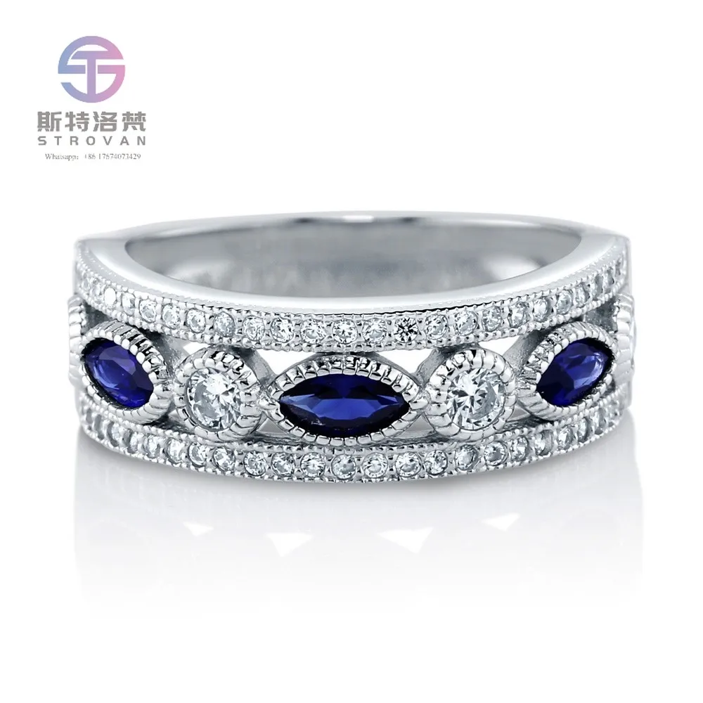 

Stone Band Cheap Bishop Rings Jewelry Gold 925 Sterling Silver Zircon Geometric 7-15 Days Plated CZ 925 Silver White with Blue
