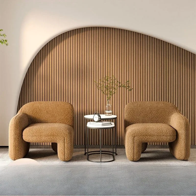 Nordic simple light luxury special-shaped small apartment designer Internet celebrity creative hotel reception lamb wool fabric