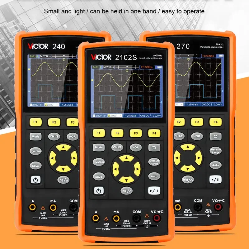 VICTOR New 240 Handheld With Multimeter Two Channel 125 MSa/s 40mhz Bandwidth With USB SCPI 3.5inch Digital Auto Oscilloscope