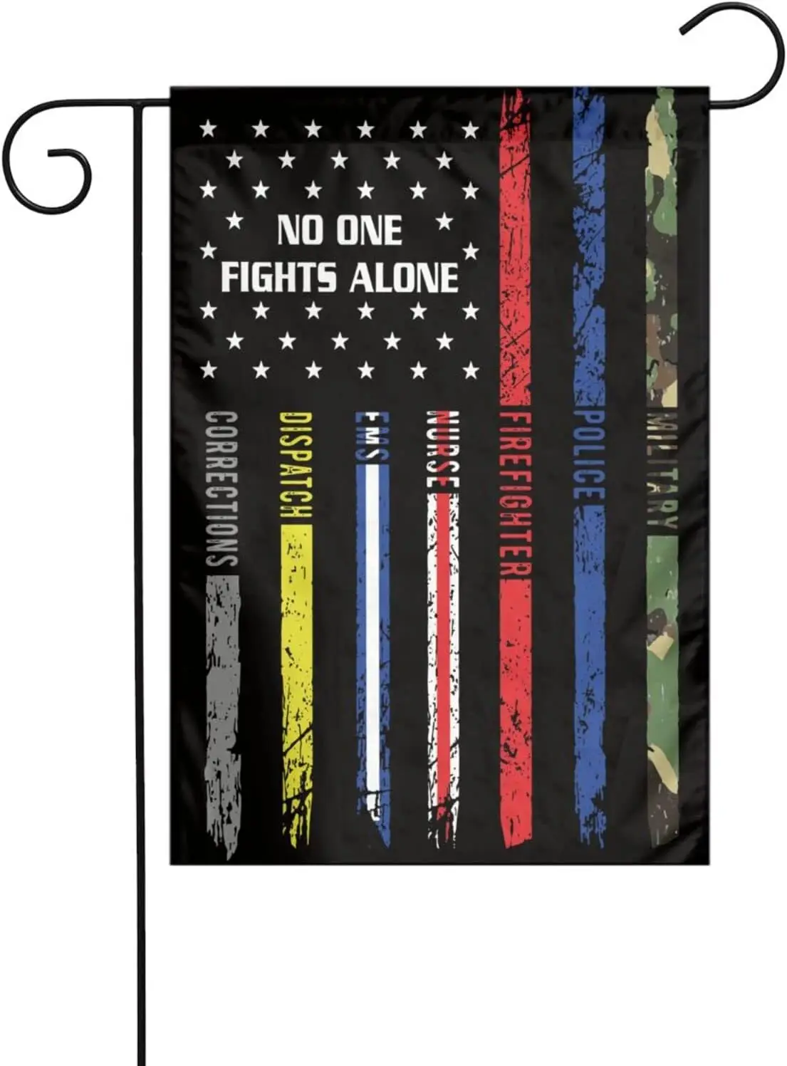 NIGHT BUTTERFLY First Responders Hero Flag Nurse E-M-S Police Fire Military Garden Flag 12x18 Inch No One Fights Alone Ameri TTW
