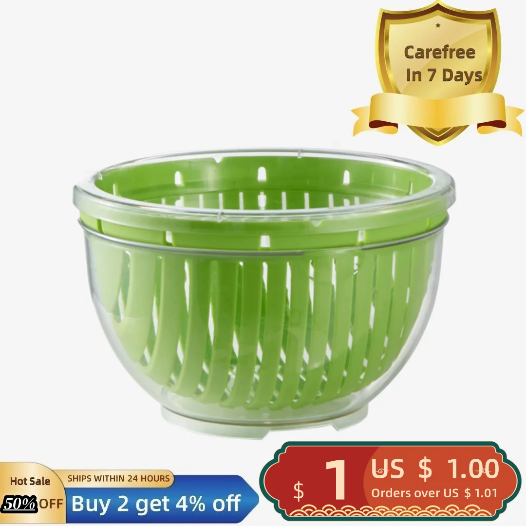 

Drain Basket Double-layered Fruit Vegetable Storage Bucket Salad Cutter Bowl Multi-Functional Snap Slicer Chopper Bowl Veggie Ch