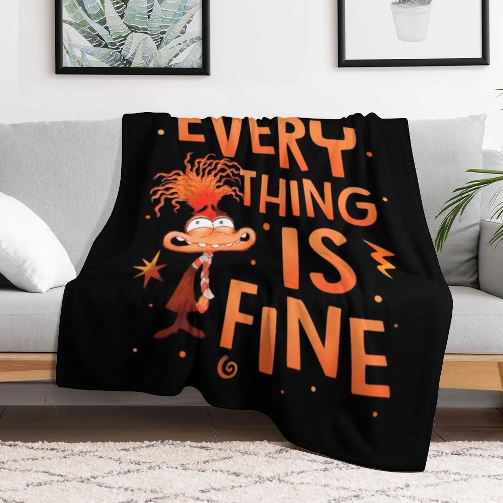 Everything Is Fine Anxiety Inside Out 2 - anxiety inside out Throw Blanket Bed Weighted Polar decorative Blankets