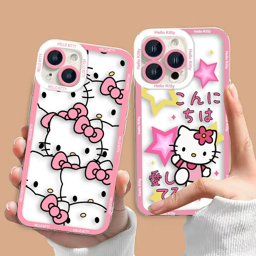 Simpatico gatto rosa Holle K-Kitty Cassa del telefono trasparente per VIVO S1 Z1X V20 V21 V21E V23 V23E V25 V27 V27E V29E V30E V30 V40 V50 V60 Caso