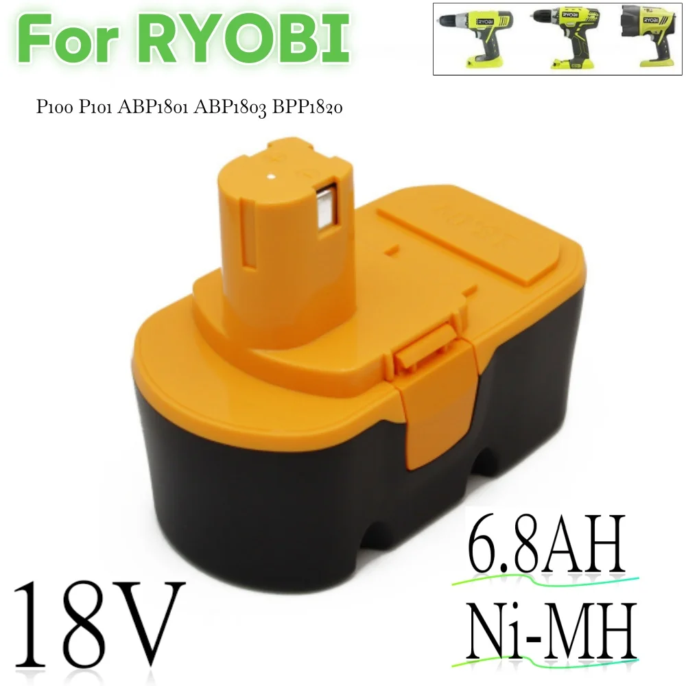 

RYOBI 18 В 6800 мАч 130224028 130255004 ABP1801 ABP1803 BPP-1813 BPP-1815 BPP-1817/2 BPP-1817M BPP-1820 P100 P210 Ni-MH аккумулятор
