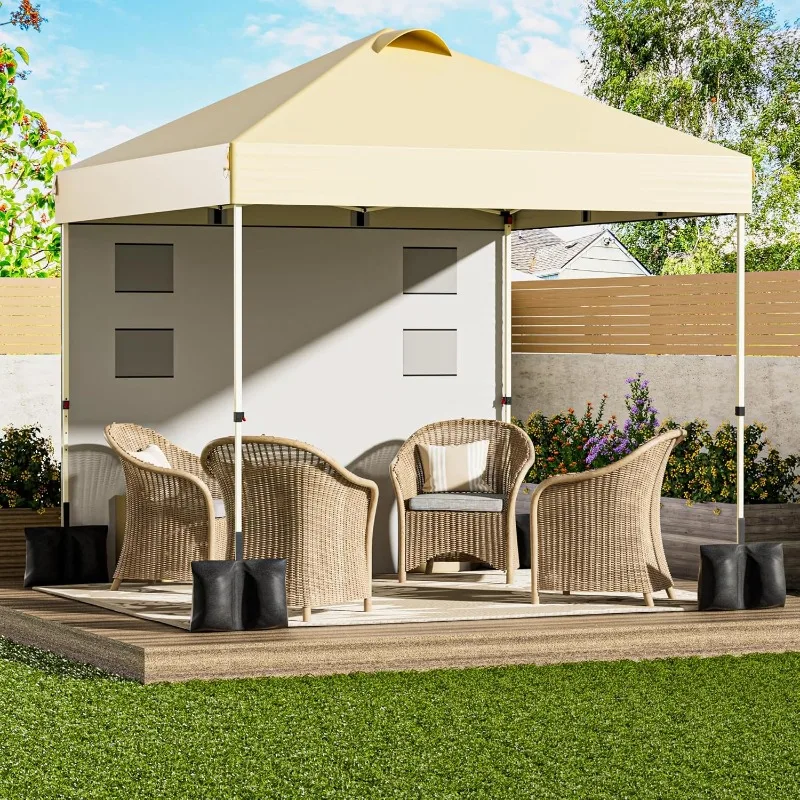 

10'x10' Pop Up Canopy Tent Outdoor Sun Shade Garden Instant Canopy with Pockets Sidewall,4 Ropes, 8 Stakes