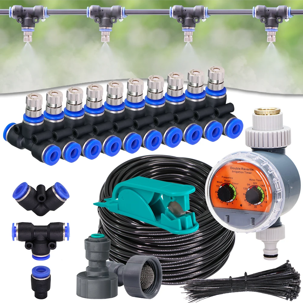 6-21m 0.4mm Low-pressure Misting Nozzles Cooling System Fine Atomization Sprayer DIY Garden Irrigation Automatic Watering Kits