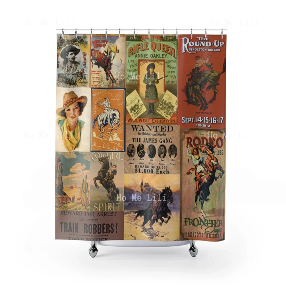 Cowboy Vintage Western Posters Ranch Decor Farm House Western Shower Curtain Boho Western Wild West Decor