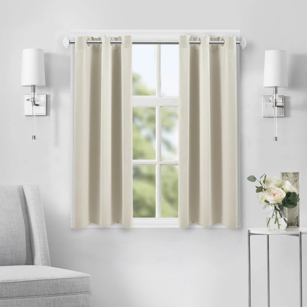 【Lifeideas】Solid Colour Grommet Top Polyester 100% Blackout Curtains Pair Home Decoration Windows Doors