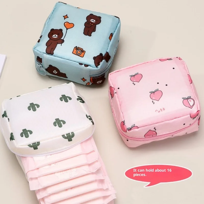 Women Sanitary Napkin Tampon Storage Bag Portable Waterproof Organizer Pouch Cartoon Pattern Sanitary Napkin Bag