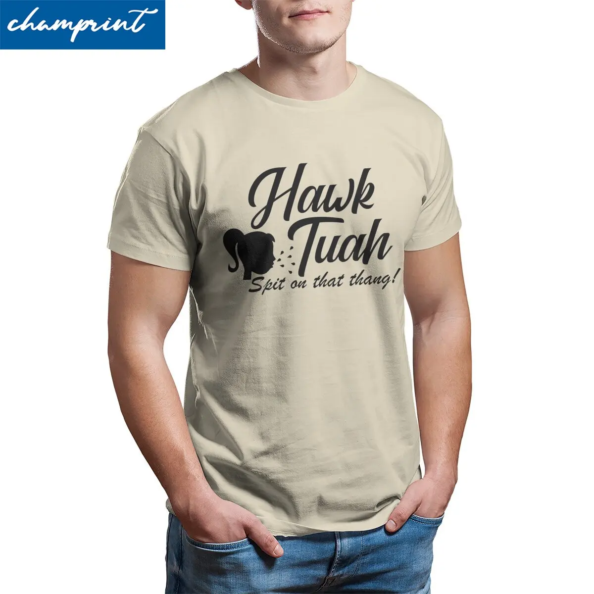 Men T-Shirt Hawk Tuah Spit on that Thang! Humor Pure Cotton Tees Short Sleeve  T Shirt Crew Neck Tops Adult