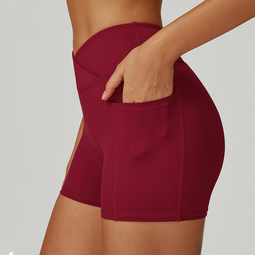 

Yoga Shorts Women Cross Waist Sports Shorts Gym Workout Shorts High Waist Leggings Push Up Fitness Sports Shorts Cycling Shorts