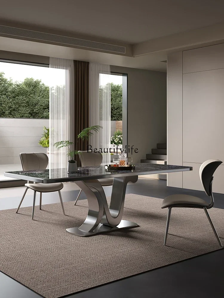 13Rock slab dining table light luxury modern minimalist designer home high-end Italian minimalist luxury stone table