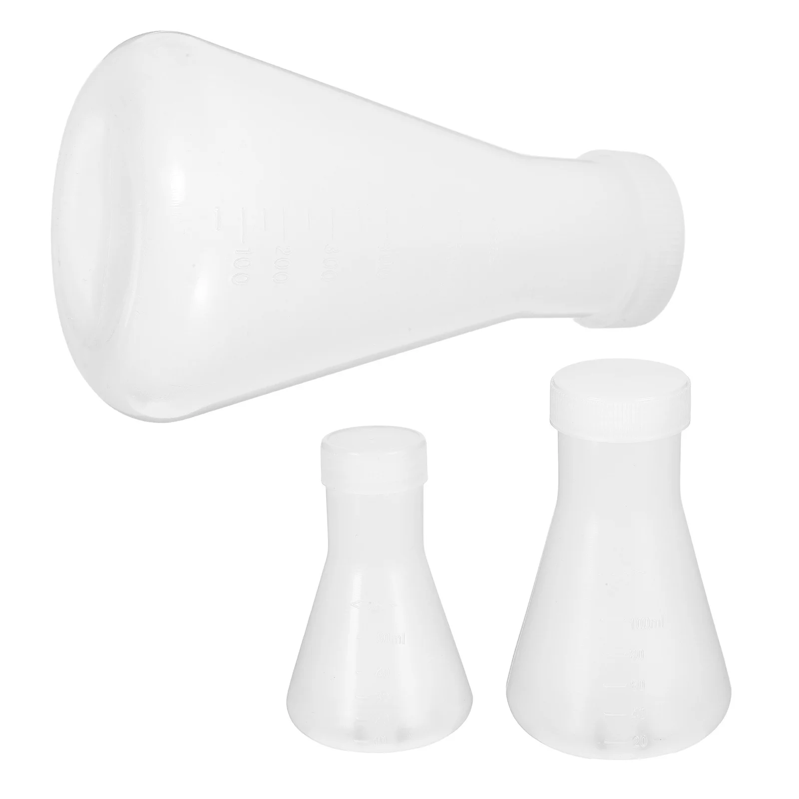 

3Pcs Plastic Flask Conical Flask with Screw for Laboratory Students Experiment Chemistry White (50ml+100ml+500ml)