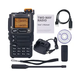 Quansheng UV-K6 휴대용 워키토키, 프로그래밍 케이블 포함, VHF UHF 라디오, AM FM 200CH, 영어 정품, 5W, 5km