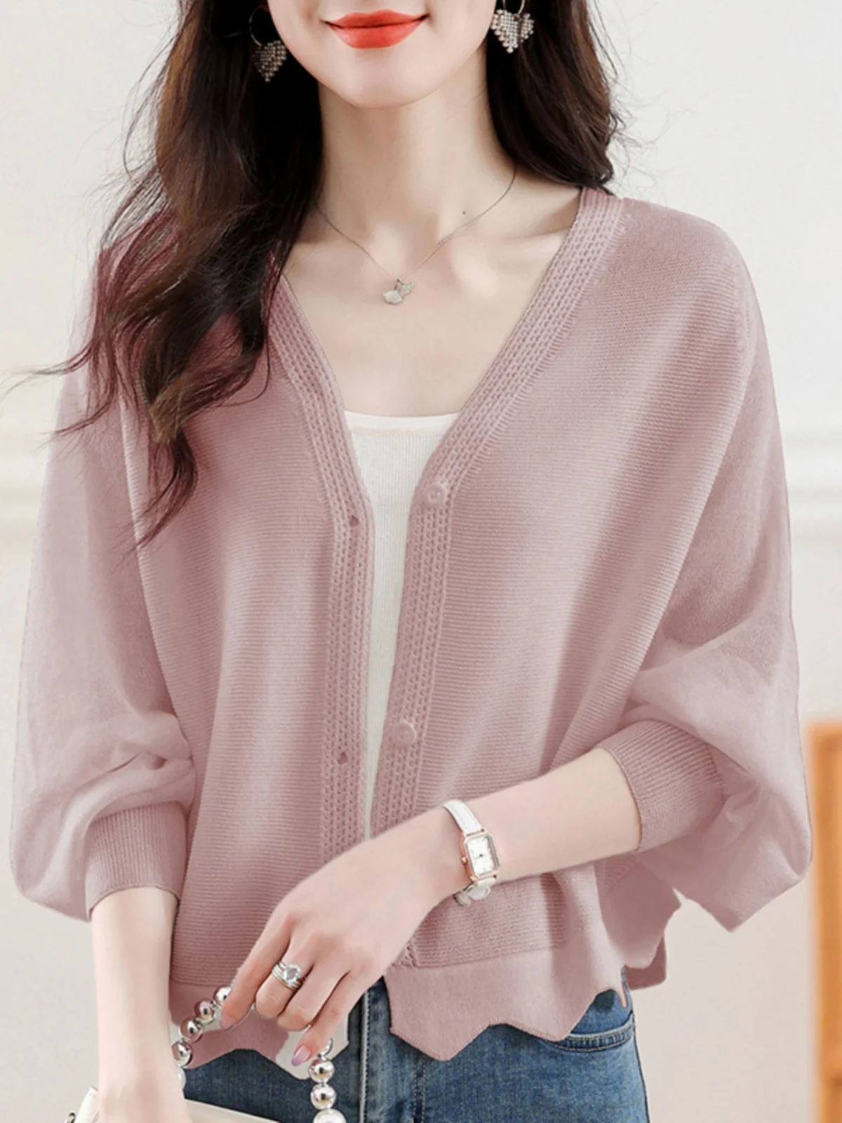 High Quality Thin Ice Silk Knitted Sunscreen Cardigan for Women's Summer Outerwear, Air-conditioned Cover Up, Shawl Jacket