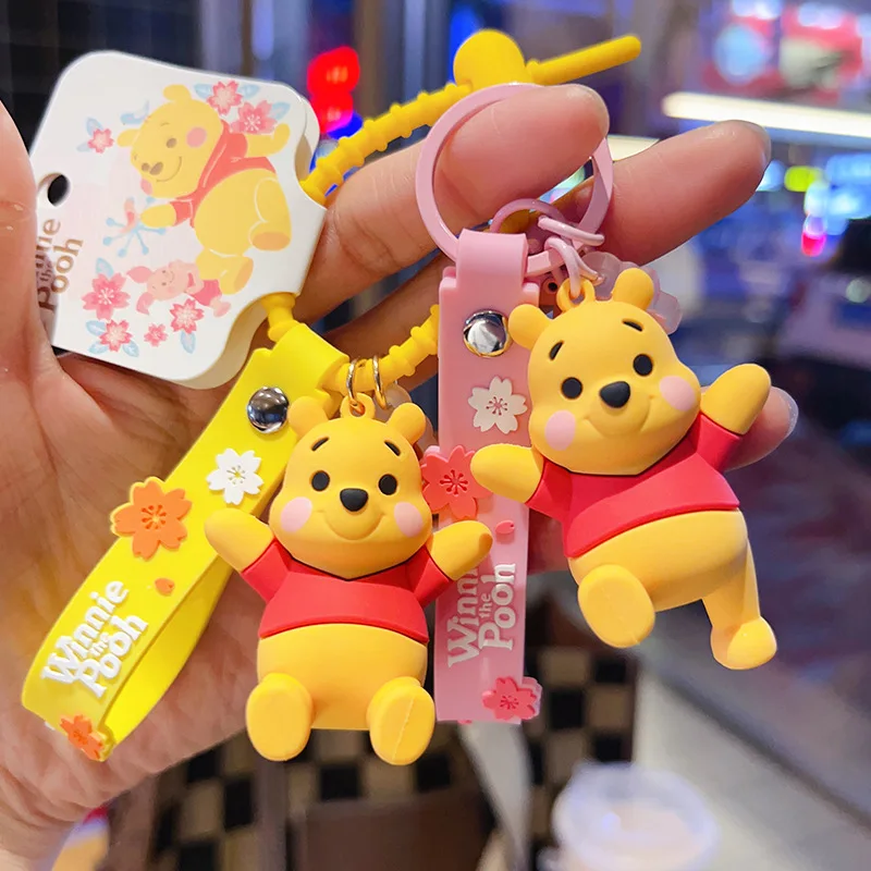 Pooh Bear Keychain Cartoon Winnie the Pooh Cute Doll Keyring Fashion Couple Bag Ornament Key Chain Car Pendant Gift