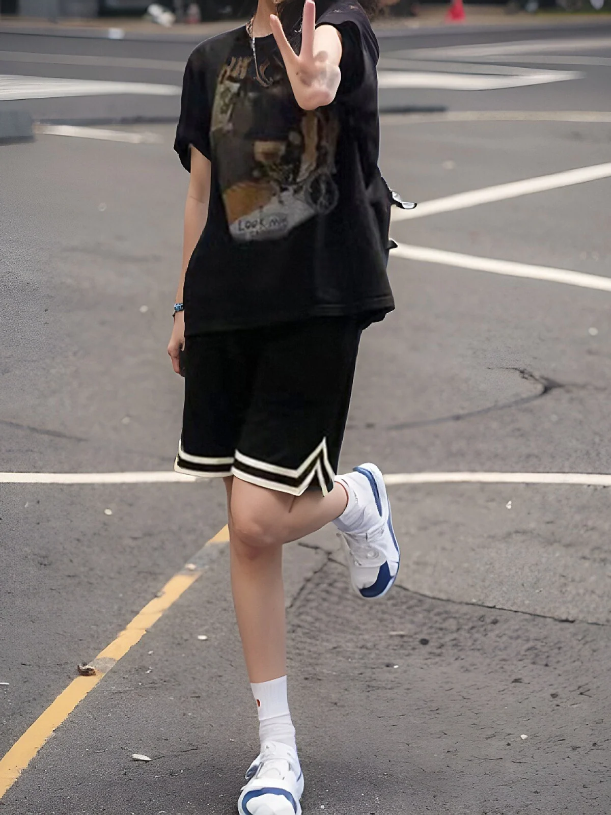

American Sle Baskeall orts Summer Thin Loose Straight Running Fitn Training Pants Streetwear Hip Hop Hollow out ket