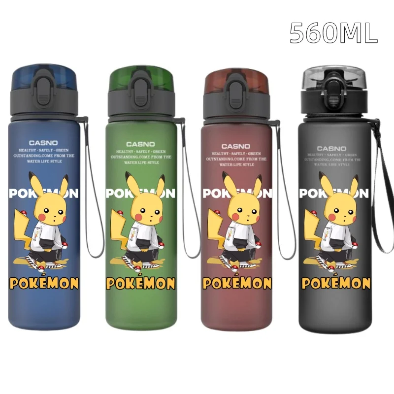 New Anime 560ML Pokemon Pikachu Water Cup Portable Children's Plastic Outdoor Sports Large Capacity Water Bottle Birthday Gift