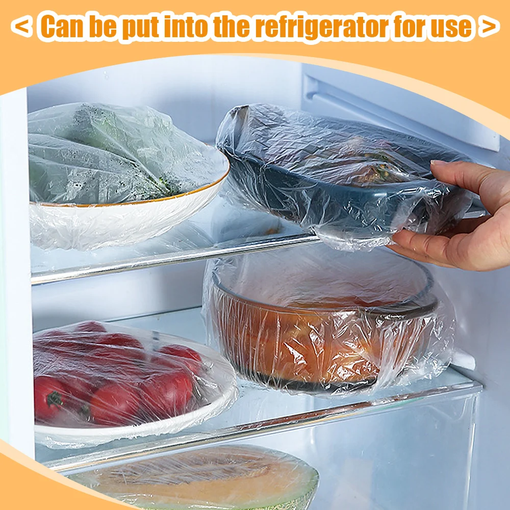 Disposable Food Cover Bags Elastic Plastic Wrap Covers Food Preservation Bag Bathroom Waterproof Shower Cap Kitchen Accessories