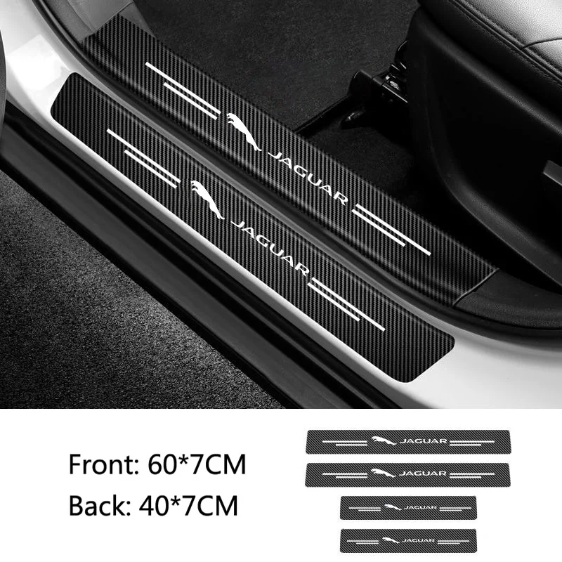 Carbon Fiber Car Door Sill Plate Car Rear Trunk Protector Stickers Interior For Jaguar XF XE XJ F-PACE F-TYPE X760 Accessories