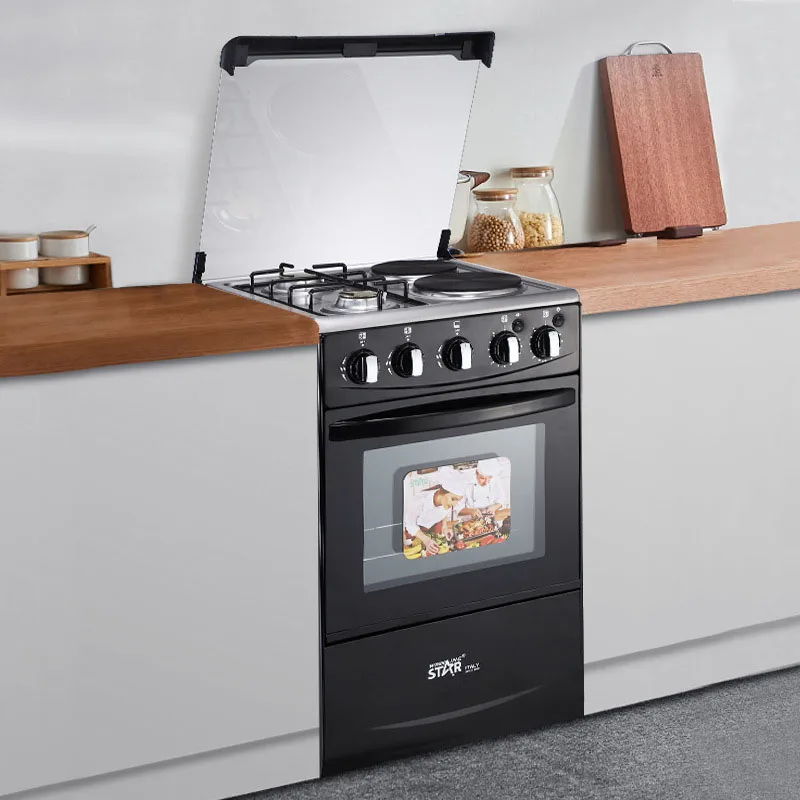 52L Multifunctional Household Large Oven With Baking Tray, 2 Electric Stoves, 2 Gas Stoves, Integrated Machine 220V