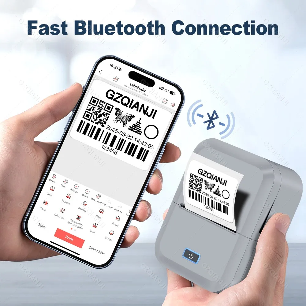 Marklife 2 بوصة صانع الملصقات الحرارية المحمولة ملصق بلوتوث طابعة RFID لفات الورق للملابس والمنزل وطباعة علامات الأعمال #2