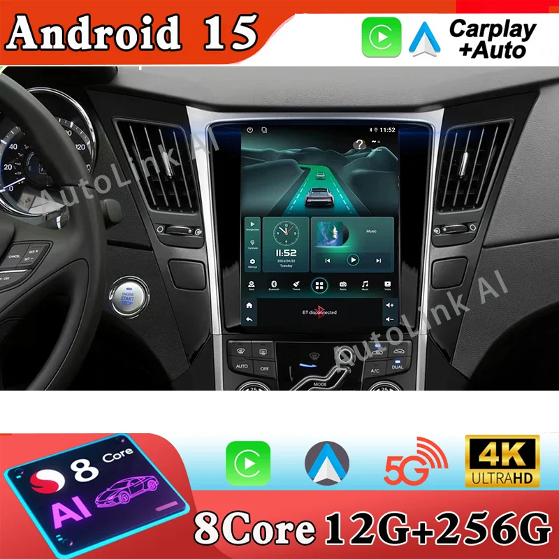 

9,7-дюймовый головное устройство 4G для Hyundai Sonata YF 8 2010-2018 Android Auto Автомобильный радиоприемник Мультимедийный видеоплеер GPS-навигация BT без 2din