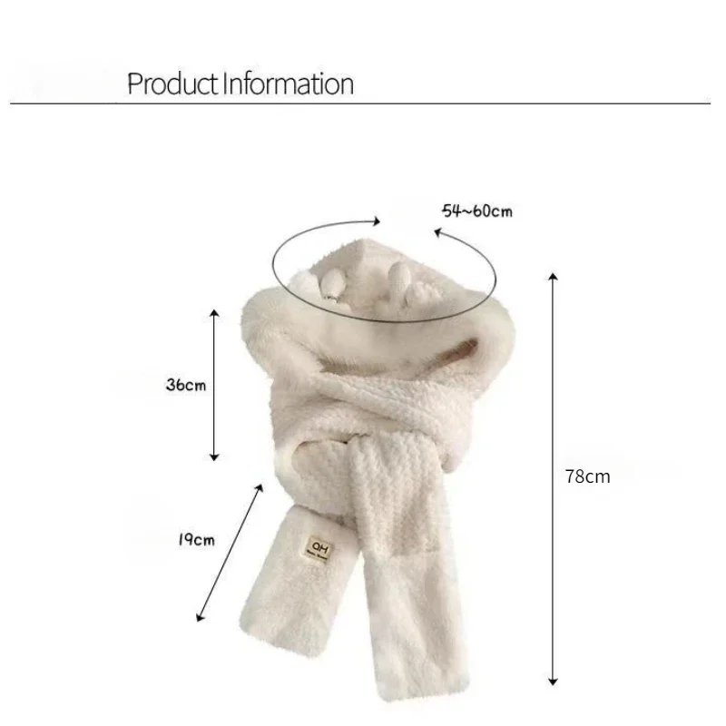 Fashion Elk Antlers Plush Hat Scarf Gloves Women's Winter Ear Protector Thickened Lei Feng Hat Cycling Ski Cap Wind Proof