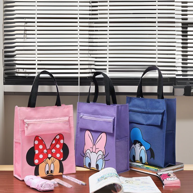 Disney Mickey Minnie Mouse  Daisy  Donald Handbag Cartoon Book Pencial Stationery Storage Bag Back to School Classroom Bag